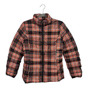 Eddie Bauer Down Jacket Womens S Cirruslite Plaid 650 Storm Repel Academia Red